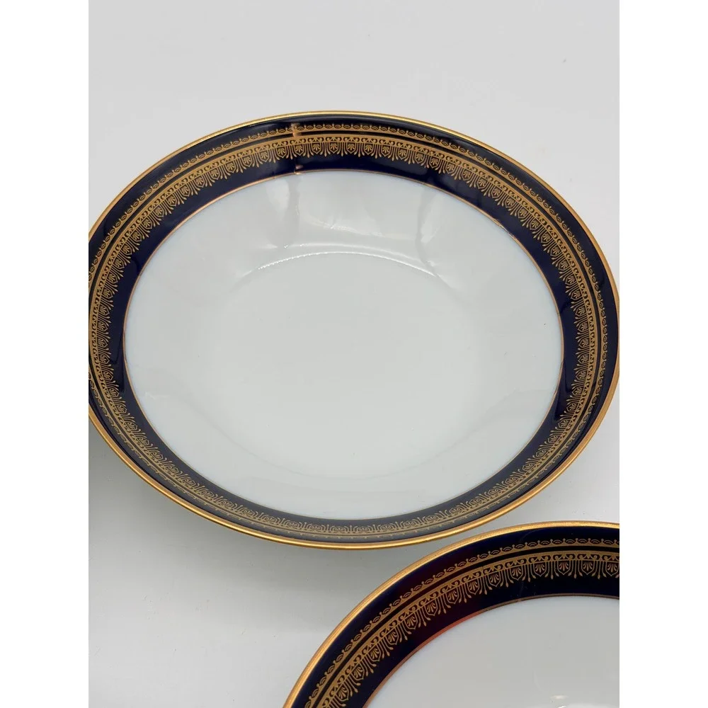 Noritake Legacy Vienna 2796 Fruit Dessert Bowls Cobalt Blue Gold Set of 4
